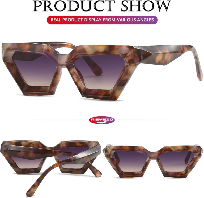 Carsbyvictor Sunglasses Cat Eye Thick Frame Cat Eye Sunglasses for Women Fashion Cut Cat-Eye Sun Glasses UV400 Protection