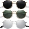 Carsbyvictor Sunglasses Round Polarized Sunglasses for Women Men Classic Retro Metal Frame Sun Glasses UV Protection