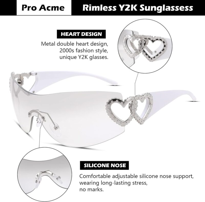 Carsbyvictor Sunglasses Wraparound Pro Wrap Around Rimless Sunglasses Women Men, Oversized Fashion Futuristic Sun Glasses Cool Shade 2000S Trendy