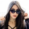 Carsbyvictor Sunglasses Cat Eye Vintage Narrow Cat Eye Sunglasses for Women Plastic Frame