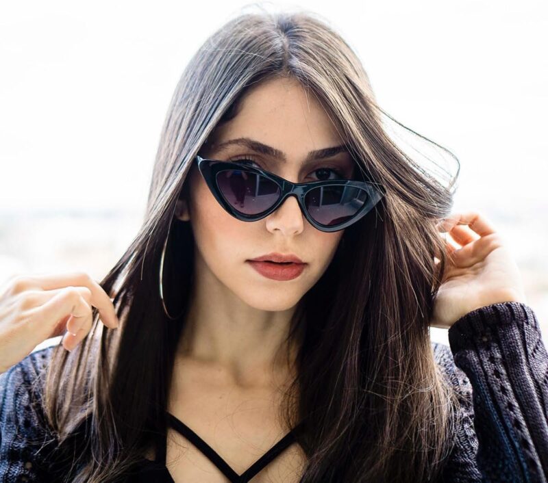 Carsbyvictor Sunglasses Cat Eye Vintage Narrow Cat Eye Sunglasses for Women Plastic Frame