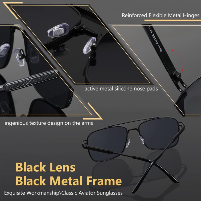 71xY1KRx7zL._AC_SL1500 Carsbyvictor Sunglasses Square Sunglasses for Men Women Vintage 70s Pilot Shades Classic Metal Frame B2845