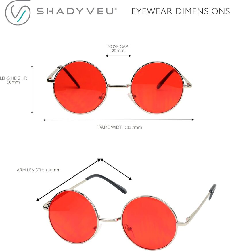 Carsbyvictor Sunglasses Round Retro Round Style 70s Sunglasses Colorful Tint Groovy Hippie Mens Womens Shades