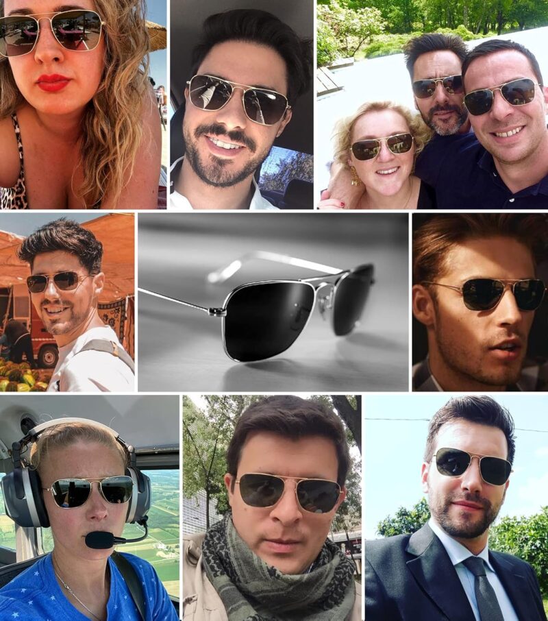 Carsbyvictor Sunglasses Square  Sunglasses for Women Men Polarized Pilot Military Square Shades Classic Vintage Metal Sun Glasses