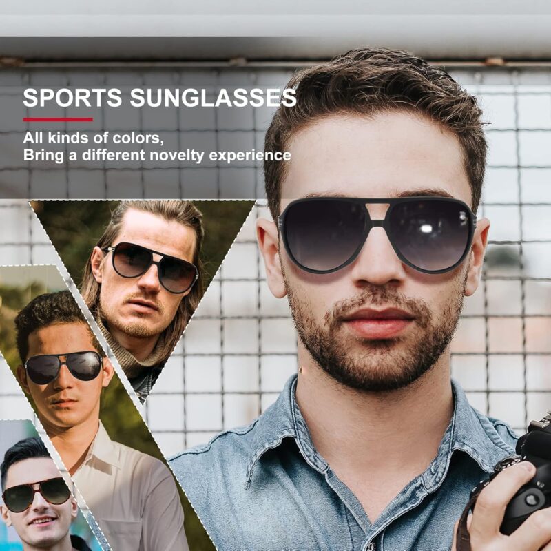 81Js4Vb6X3L._AC_SL1500 Carsbyvictor Sunglasses Polarized Sunglasses for Men Women,Double Bridge Square Sport Sun Glasses Pilot Shades UV Protection