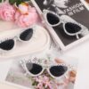 Carsbyvictor Sunglasses Cat EyeBride Sunglasses for Bachelorette White Heart Glasses for Bride to Be Gift, Bachelorette Accessories Party Favors