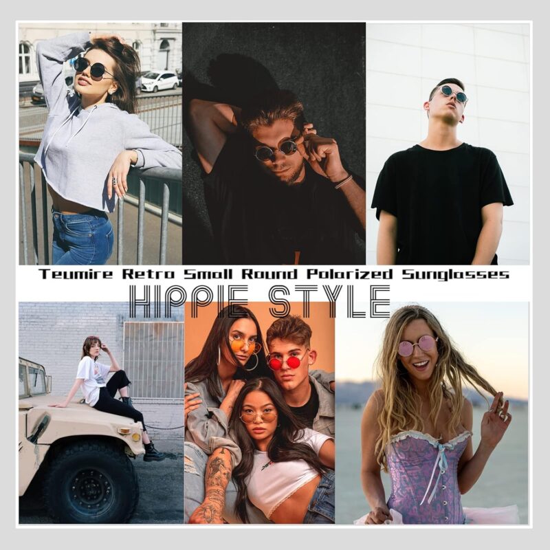 81qZcNId7UL._AC_SL1500 Carsbyvictor Sunglasses Round Trendy Small Round Polarized Sunglasses for Men Women Circle Hippie Style Sun Glasses