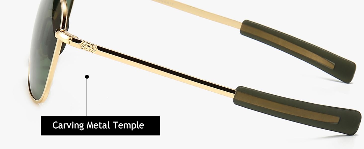 Strong metal frame and temple