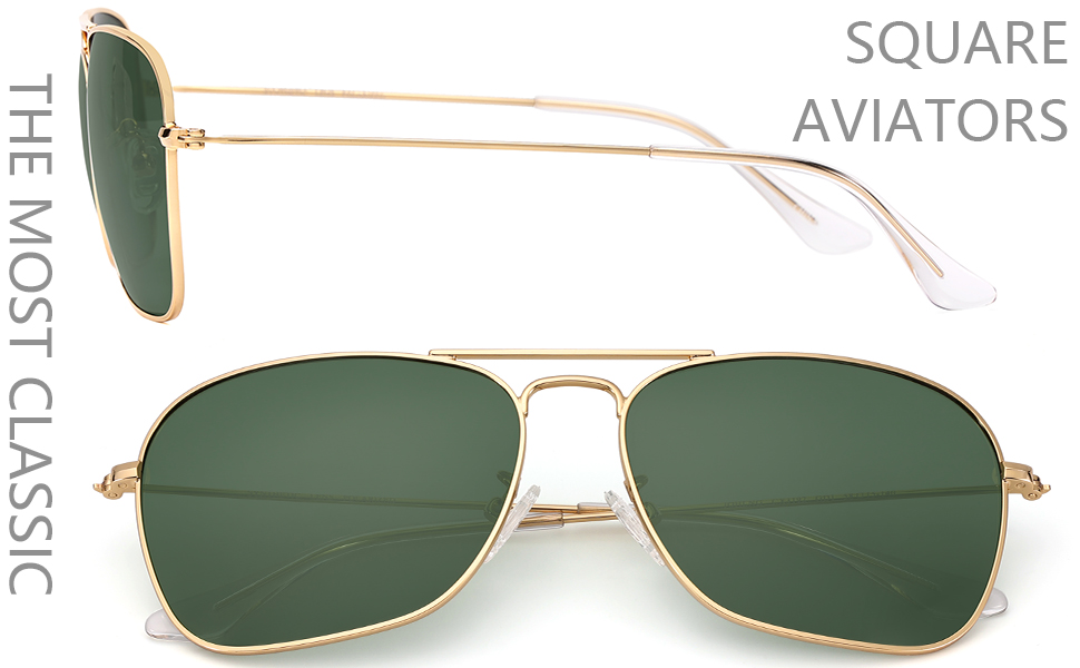 IOHLNG square aviators for men women polarized sunglasses