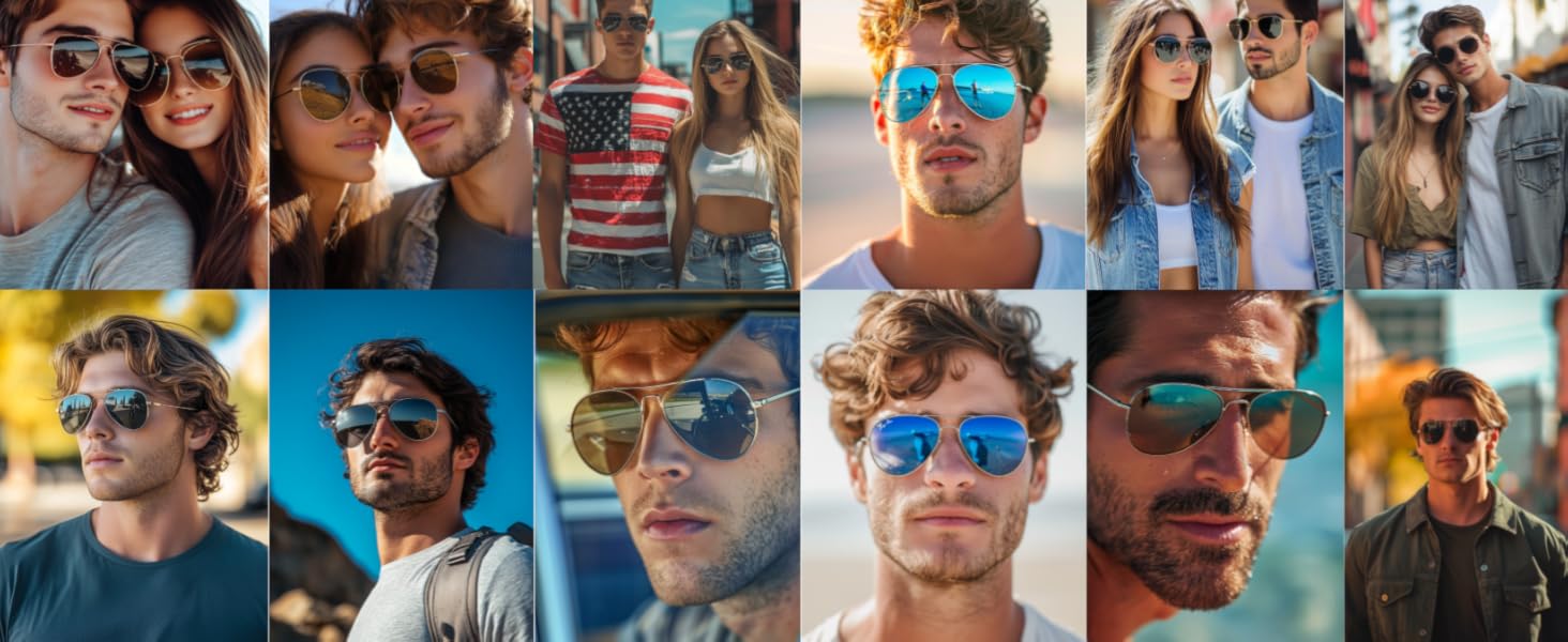 sunglasses for men aviator sunglasses polarized uv protection black brown silver driving travel